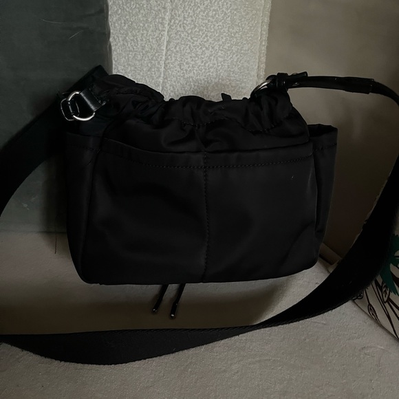 Black Nylon Crossbody with drawstring closure - Picture 2 of 7